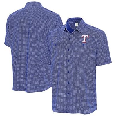 ANTIGUA Men's Antigua Royal Texas Rangers Mosaic Button-Up Shirt 