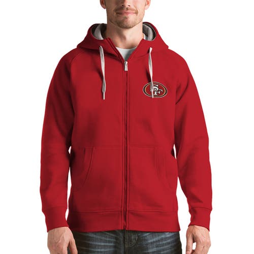 ANTIGUA Men's Antigua Scarlet San Francisco 49ers Victory Full-Zip Hoodie 