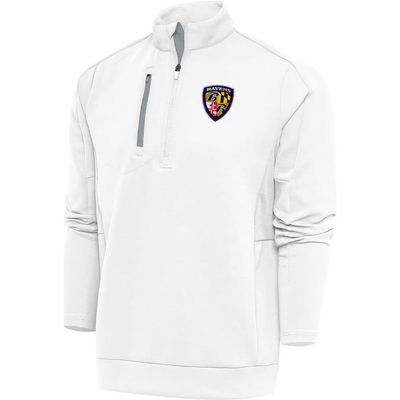 ANTIGUA Men's Antigua White Baltimore Ravens Team Logo Throwback Generation Quarter-Zip Pullover Top 