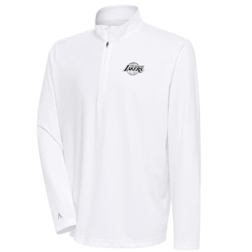 ANTIGUA Men's Antigua White Los Angeles Lakers Metallic Logo Tribute Quarter-Zip Top 