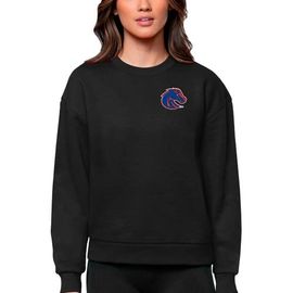 ANTIGUA Women's Antigua Black Boise State Broncos Logo Victory Crewneck Pullover Sweatshirt 