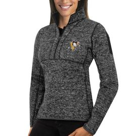 ANTIGUA Women's Antigua Charcoal Pittsburgh Penguins Fortune 1/2-Zip Pullover Sweater 