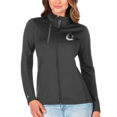 ANTIGUA Women's Antigua Charcoal/Silver Vancouver Canucks Generation Full-Zip Pullover Jacket 