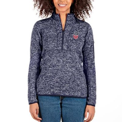ANTIGUA Women's Antigua Gray USWNT Fortune Half-Zip Pullover Jacket