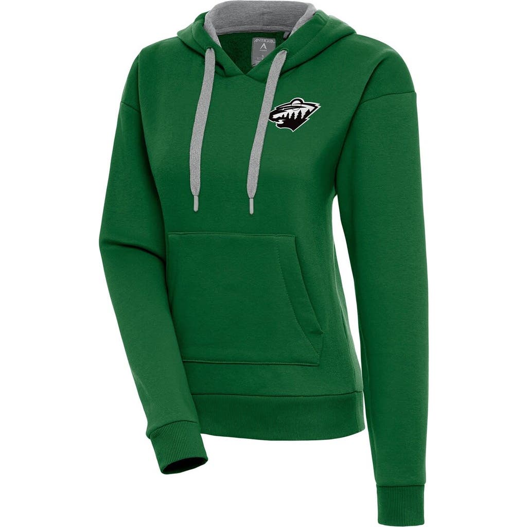 ANTIGUA Women's Antigua Green Minnesota Wild Metallic Logo Victory Pullover Hoodie