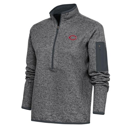 ANTIGUA Women's Antigua Heather Gray UChicago Maroons Fortune Half-Zip Pullover Jacket 