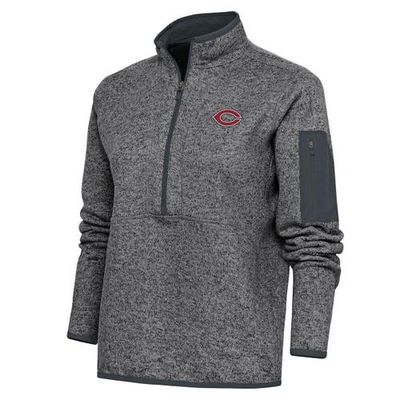 ANTIGUA Women's Antigua Heather Gray UChicago Maroons Fortune Half-Zip Pullover Jacket 