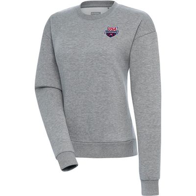 ANTIGUA Women's Antigua Heather Gray USA Swimming Victory Pullover Sweatshirt 