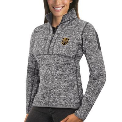 ANTIGUA Women's Antigua Heather Gray Vegas Golden Knights Fortune Half-Zip Sweatshirt 