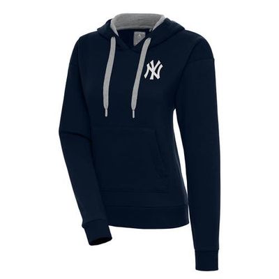 ANTIGUA Women's Antigua Navy New York Yankees Brushed Metallic Victory Pullover Hoodie 