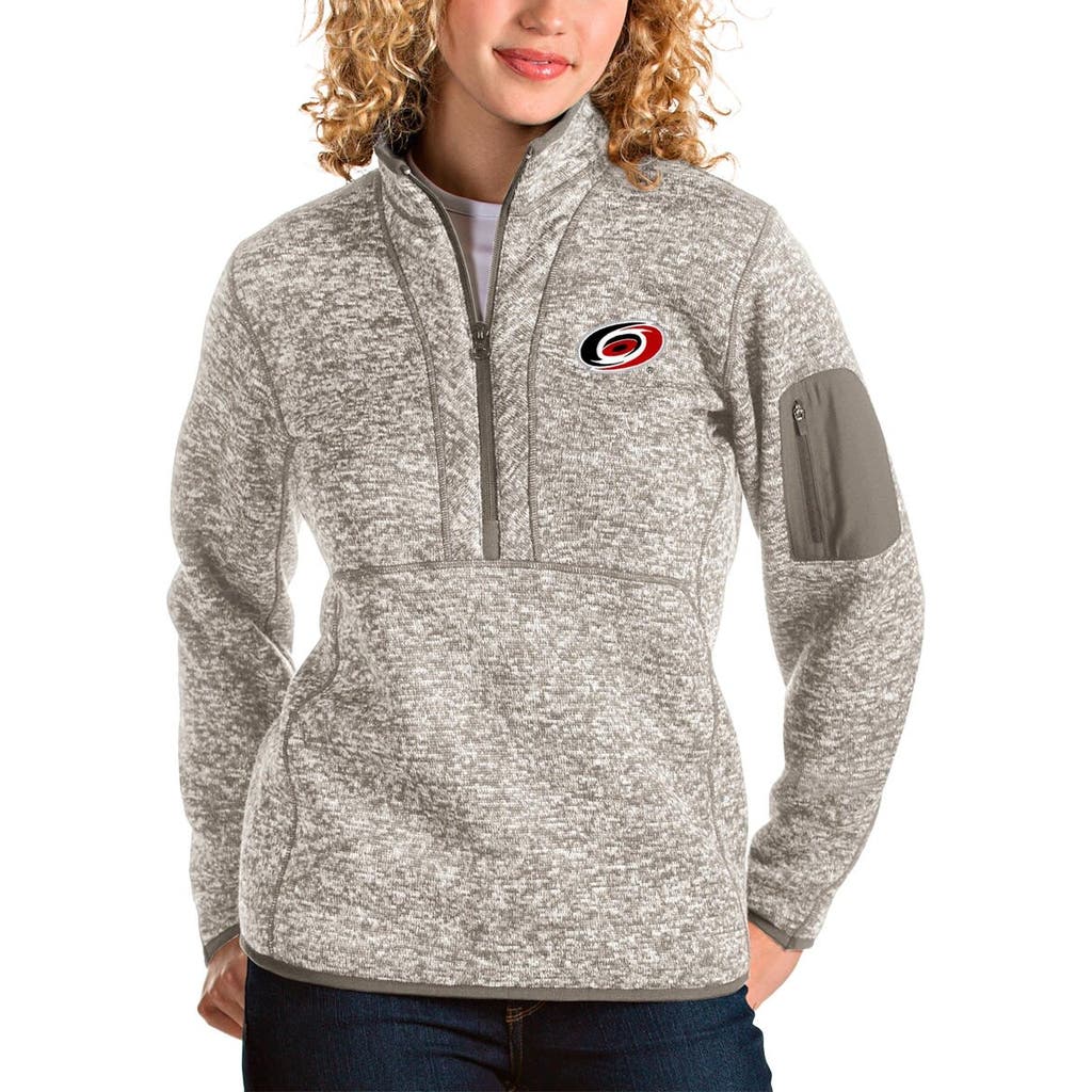 ANTIGUA Women's Antigua Oatmeal Carolina Hurricanes Fortune Half-Zip Pullover Jacket 