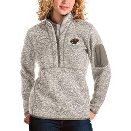 ANTIGUA Women's Antigua Oatmeal Minnesota Wild Fortune Half-Zip Sweatshirt 