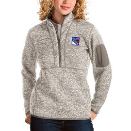 ANTIGUA Women's Antigua Oatmeal New York Rangers Fortune Half-Zip Sweatshirt 