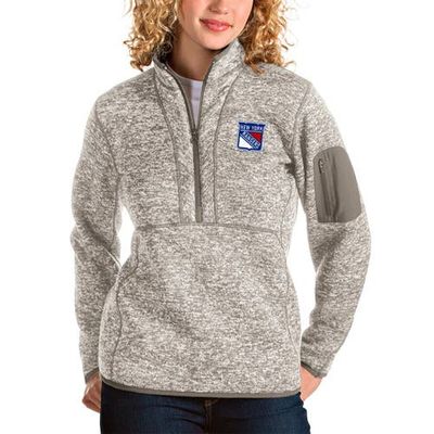 ANTIGUA Women's Antigua Oatmeal New York Rangers Fortune Half-Zip Sweatshirt 