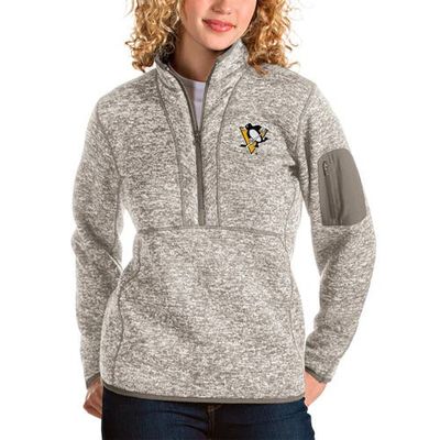 ANTIGUA Women's Antigua Oatmeal Pittsburgh Penguins Fortune Half-Zip Pullover Jacket 