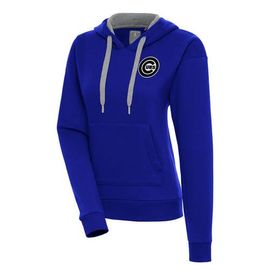 ANTIGUA Women's Antigua Royal Chicago Cubs Brushed Metallic Victory Pullover Hoodie 