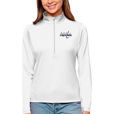 ANTIGUA Women's Antigua White Washington Capitals Tribute Quarter-Zip Pullover Top 