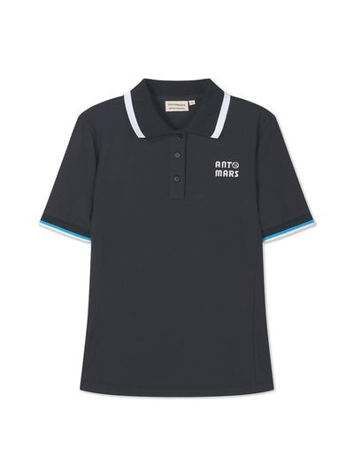 ANTOMARS Ribbed Short-Sleeve Polo T-Shirt Women's Golf [Black]