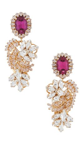 Anton Heunis Anton Heunis Omega Clasp Crystal Floral Motif Pendant Earrings