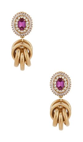 Anton Heunis Anton Heunis Omega Clasp Gem Cluster With Big Knot Pendant Earrings