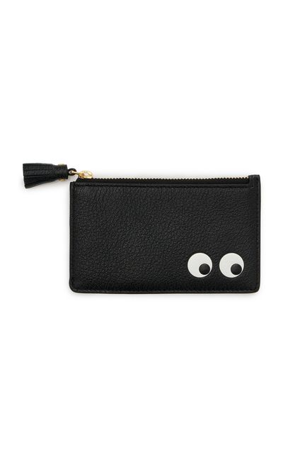 Anya Hindmarch Anya Hindmarch Eyes Zipped Leather Card Case Black