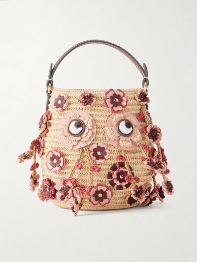 ANYA HINDMARCH Blossom Creature embellished raffia mini bag