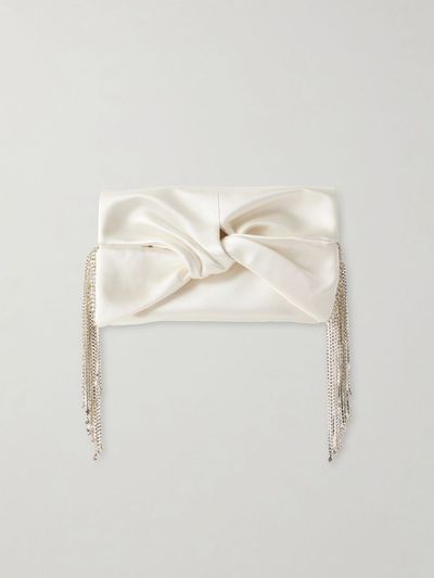 ANYA HINDMARCH Bow and crystal-embellished satin clutch
