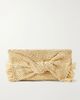 ANYA HINDMARCH Bow leather-trimmed raffia clutch - 1