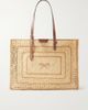 ANYA HINDMARCH Bow leather-trimmed raffia tote - 1