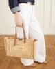 ANYA HINDMARCH Bow leather-trimmed raffia tote - 2