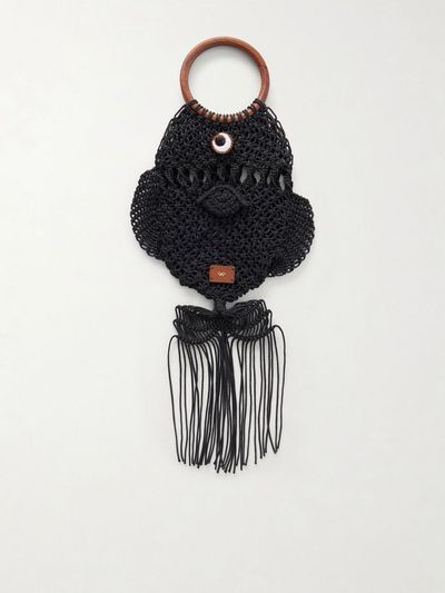 ANYA HINDMARCH Macrame leather-trimmed cotton clutch