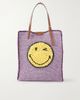 ANYA HINDMARCH Wink leather-trimmed raffia tote - 1