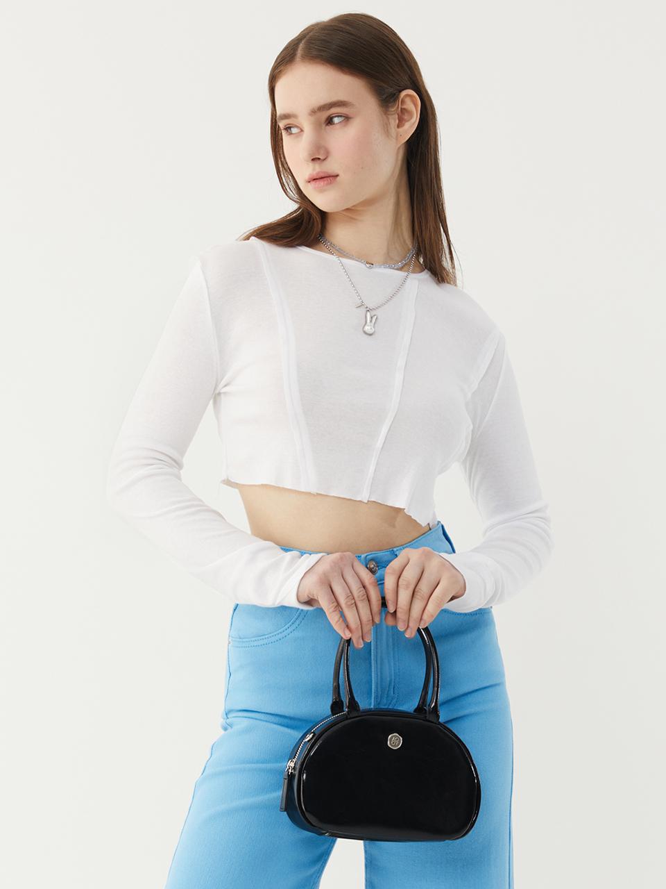 AOAO Korean-made Vegan Leather Handbag [Black]