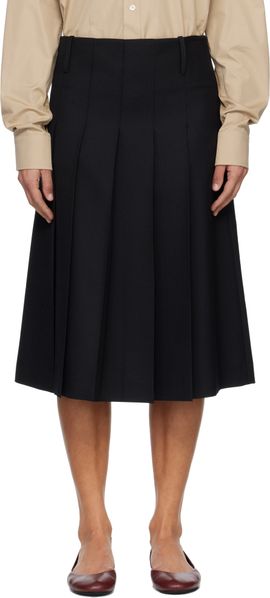 A.P.C. A.P.C. Black Pleated Midi Skirt