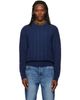 A.P.C. A.P.C. Navy Oversized Cable-Knit Sweater - 1