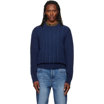 A.P.C. A.P.C. Navy Oversized Cable-Knit Sweater