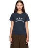 A.P.C. A.P.C. Navy Vintage-Effect 'A.P.C.' Logo T-shirt - 1