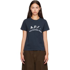 A.P.C. A.P.C. Navy Vintage-Effect 'A.P.C.' Logo T-shirt