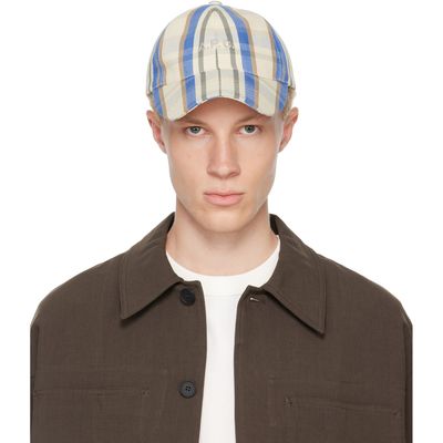 A.P.C. A.P.C. Off-White & Blue Charlie Baseball Cap