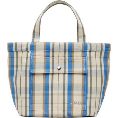A.P.C. A.P.C. Off-White & Blue Jade Tote