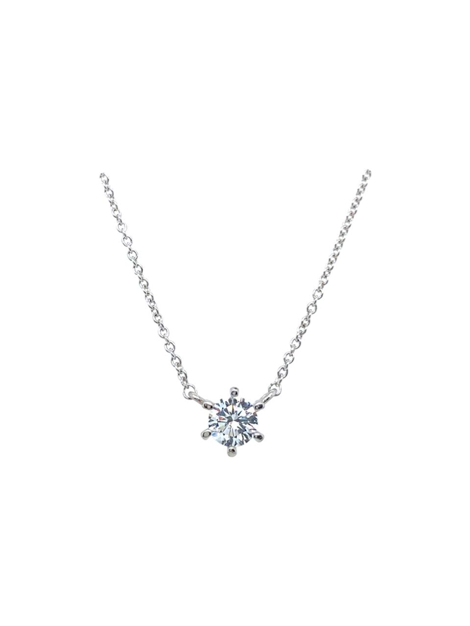 aphrose 1 Carat Silver Simple Cubic Zirconia Necklace