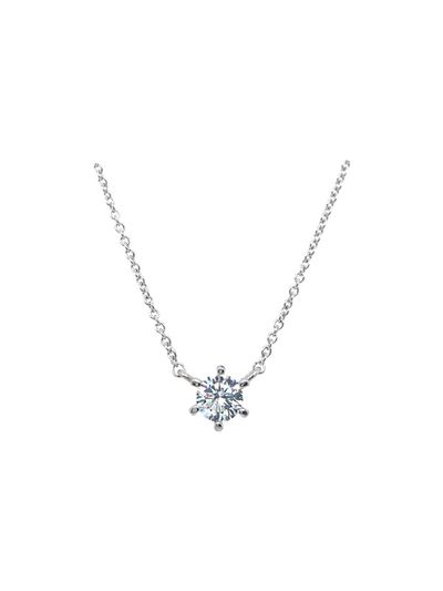 aphrose 1 Carat Silver Simple Cubic Zirconia Necklace