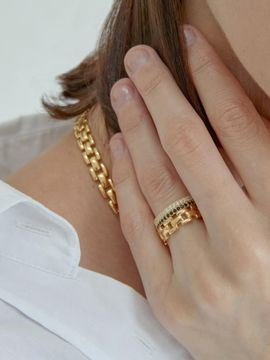 aphrose Layered Sterling Silver Cubic Ring