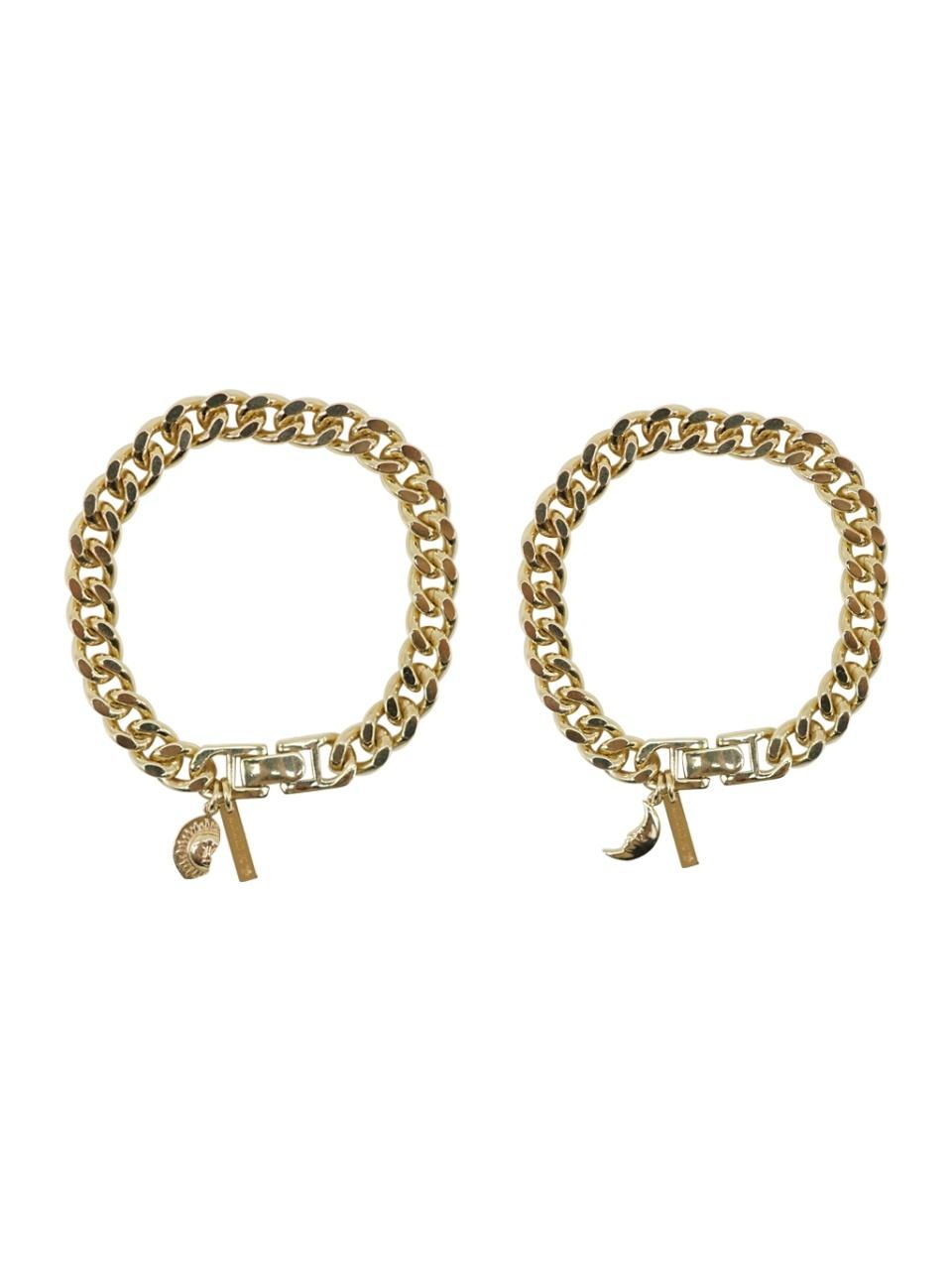 aphrose Sterling Silver Chain Face Pendant Bracelet [Gold]
