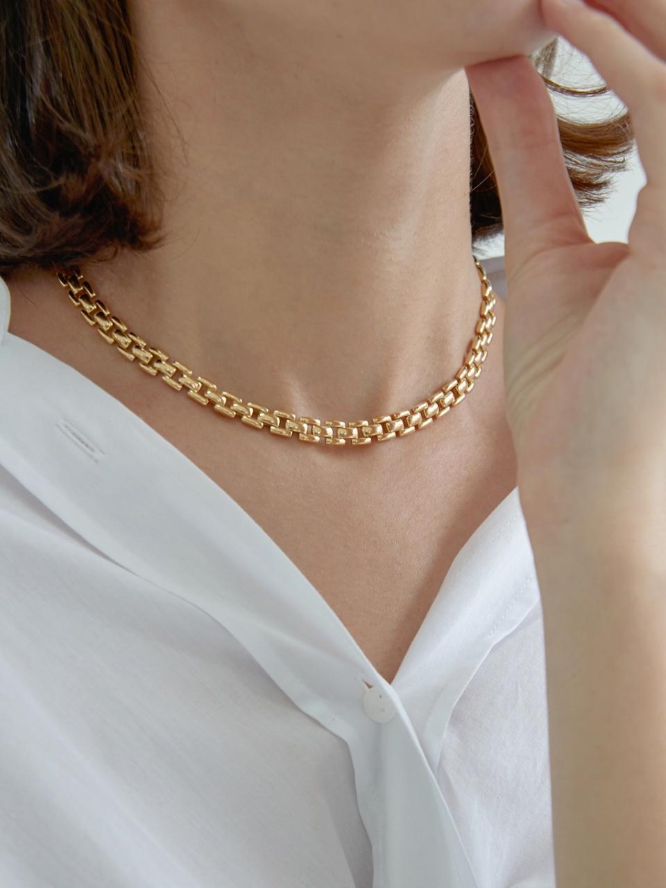 aphrose Sterling Silver Square Chain Statement Necklace