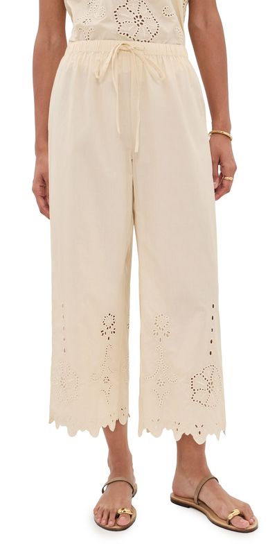 Apiece Apart Apiece Apart Embroidered Kari Pull On Pants Ecru