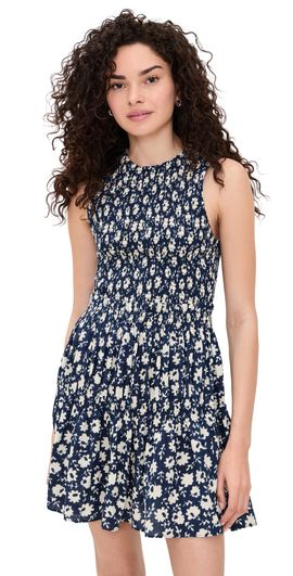 Apiece Apart Apiece Apart Lore Smocked Mini Dress Navy Floral Stamp