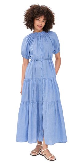 Apiece Apart - Uva Romantic Maxi Dress Batik Geo Indigo S