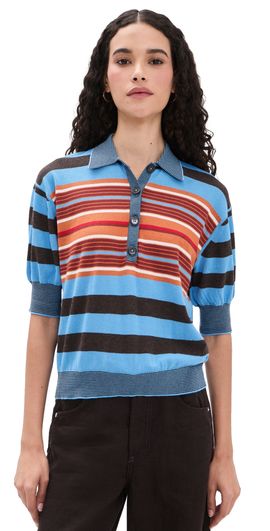 Apiece Apart Apiece Apart Oda Polo Blue Multi Stripe
