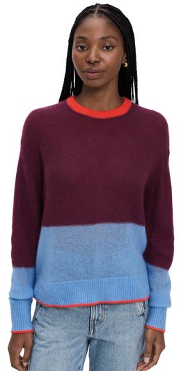 Apiece Apart Apiece Apart Softest Tissue Weight Sweater Black Cherry/Cornflower